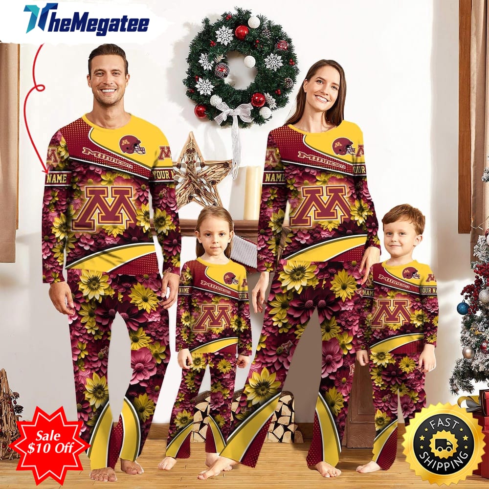 personalized ncaa minnesota golden gophers pajamas for family pajamas sport fans