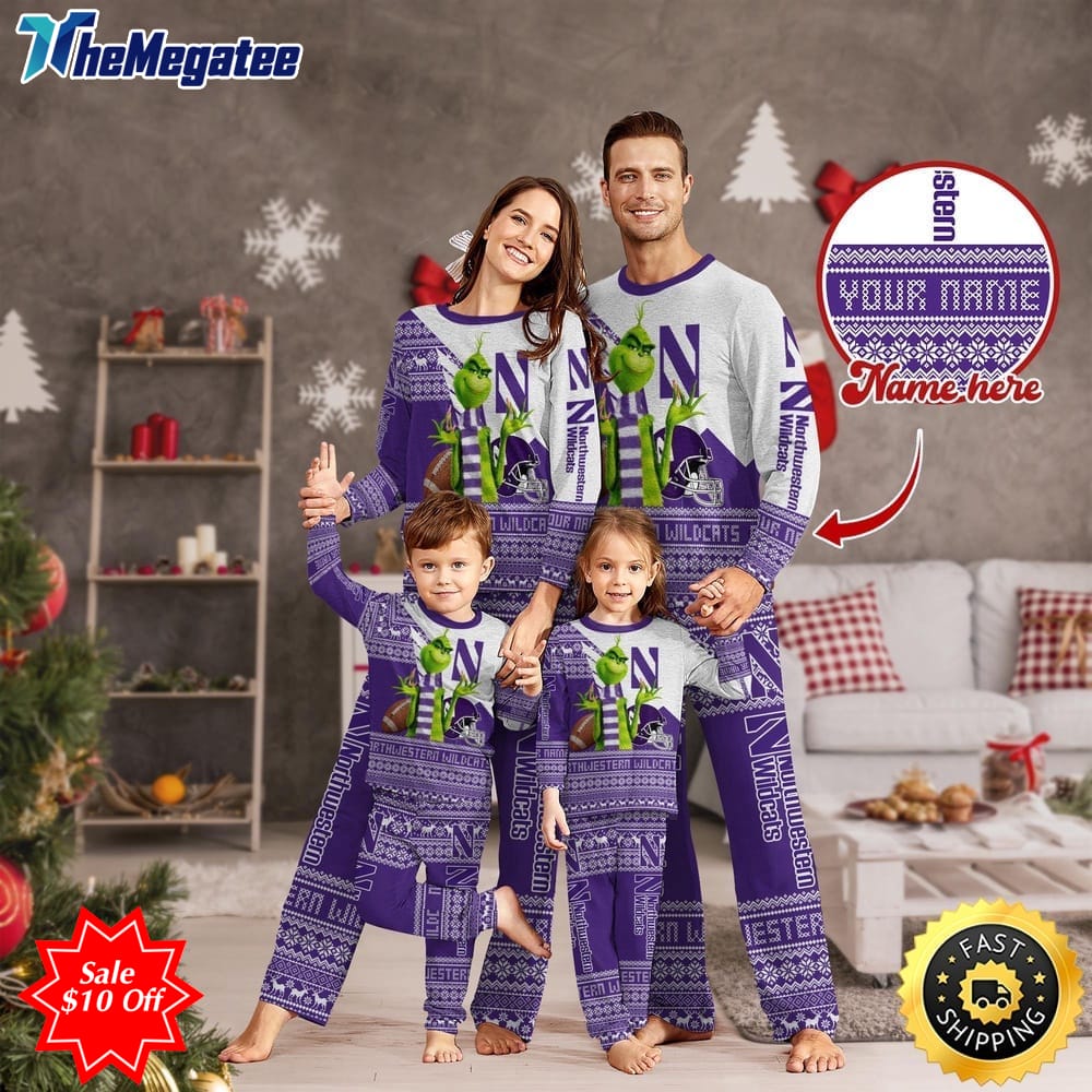 personalized ncaa northwestern wildcats pajamas xmas for sport family