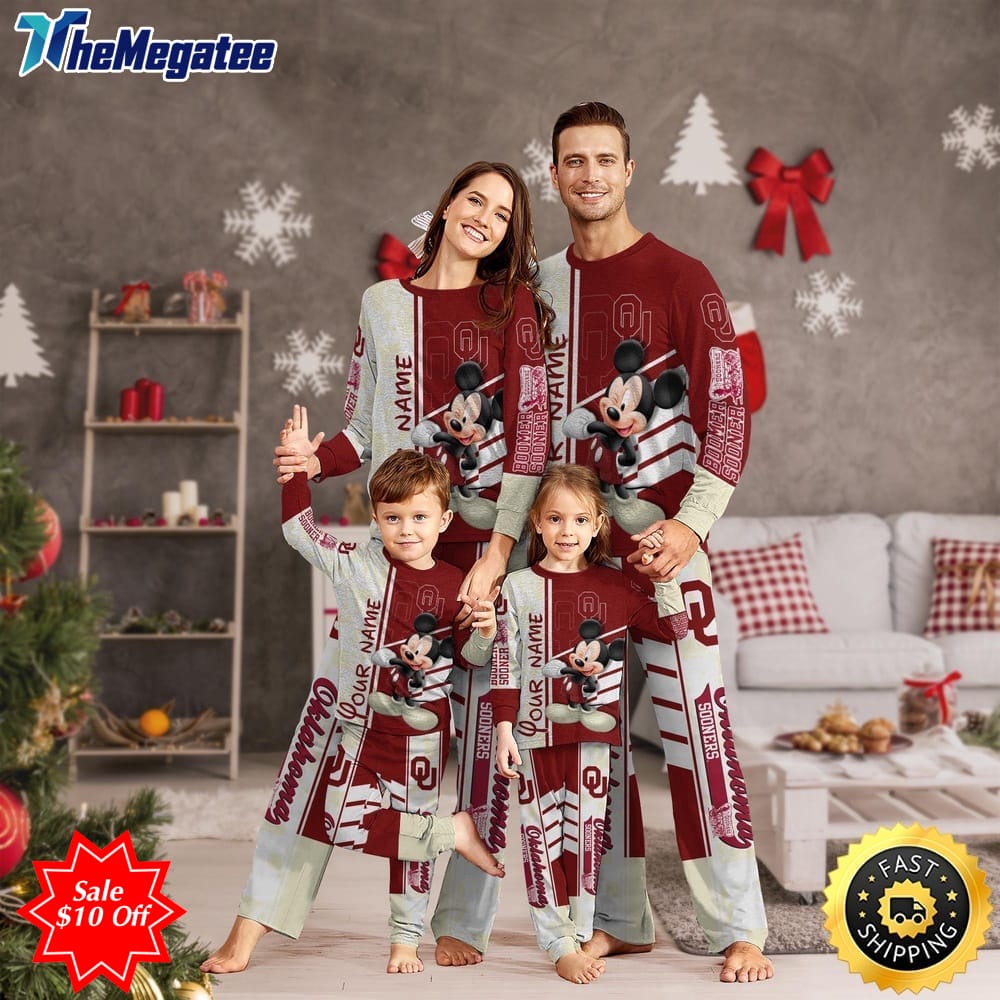 personalized ncaa oklahoma sooners pajamas mickey mouse for family