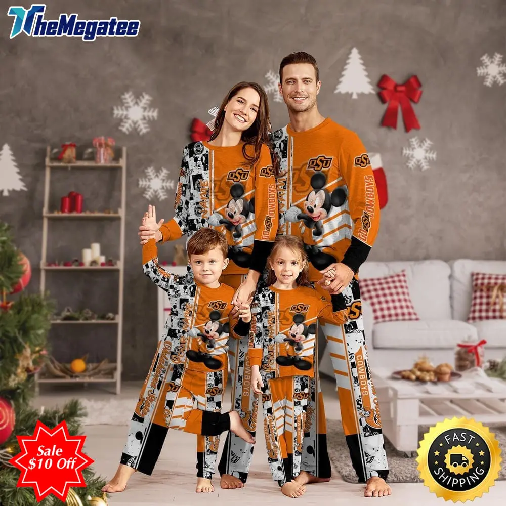 personalized ncaa oklahoma state cowboys pajamas mickey mouse for family