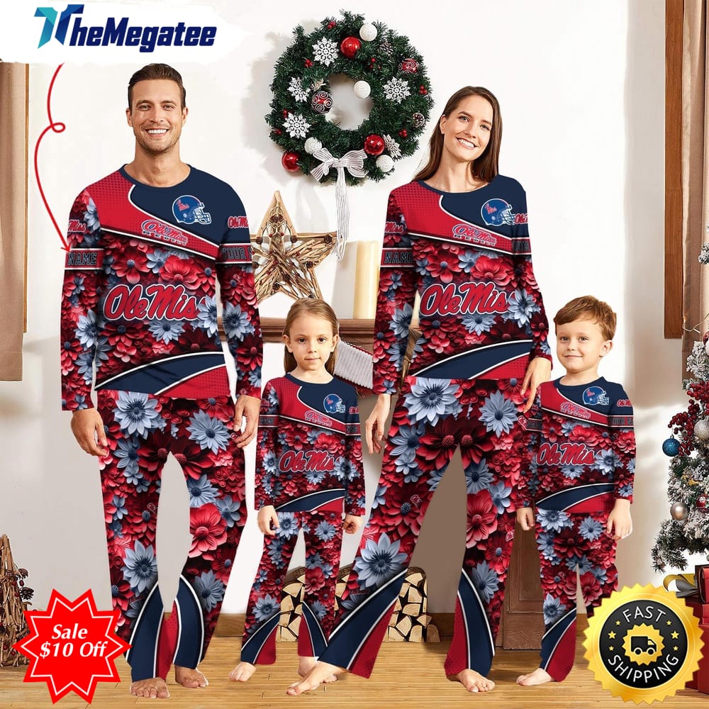 personalized ncaa ole miss rebels pajamas for family pajamas sport fans