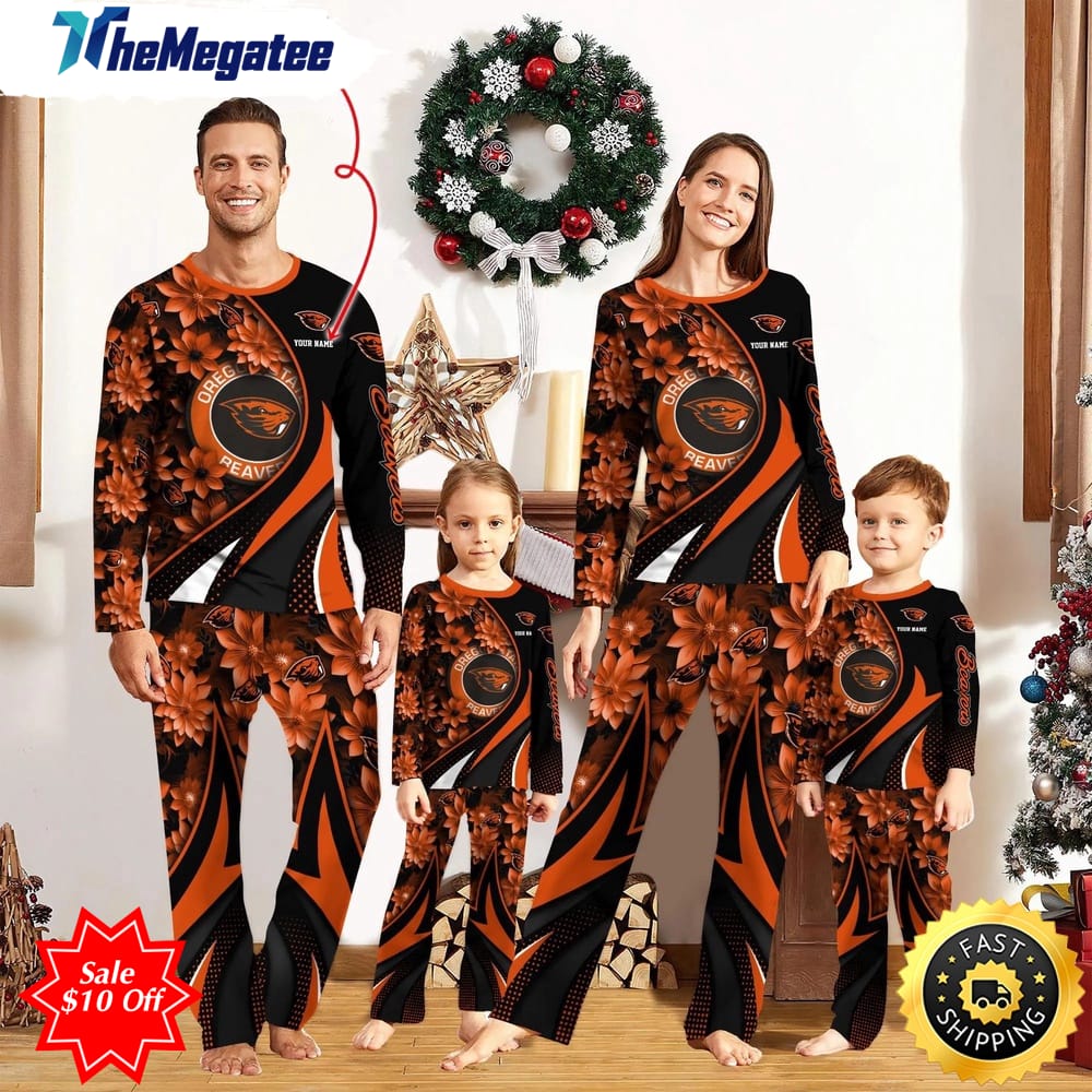 personalized ncaa oregon state beavers pajamas flower for sport family