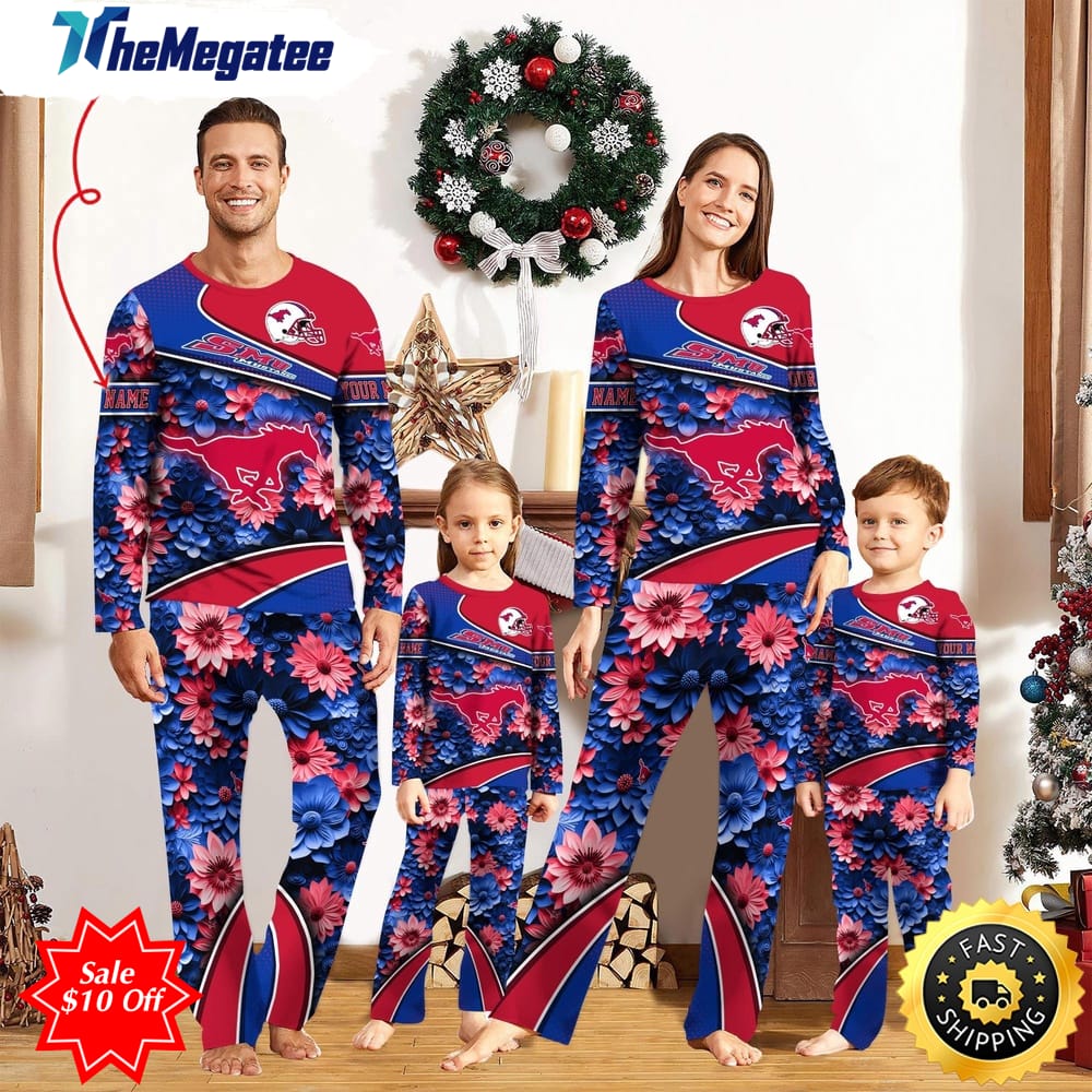 personalized ncaa smu mustangs pajamas for family pajamas sport fans