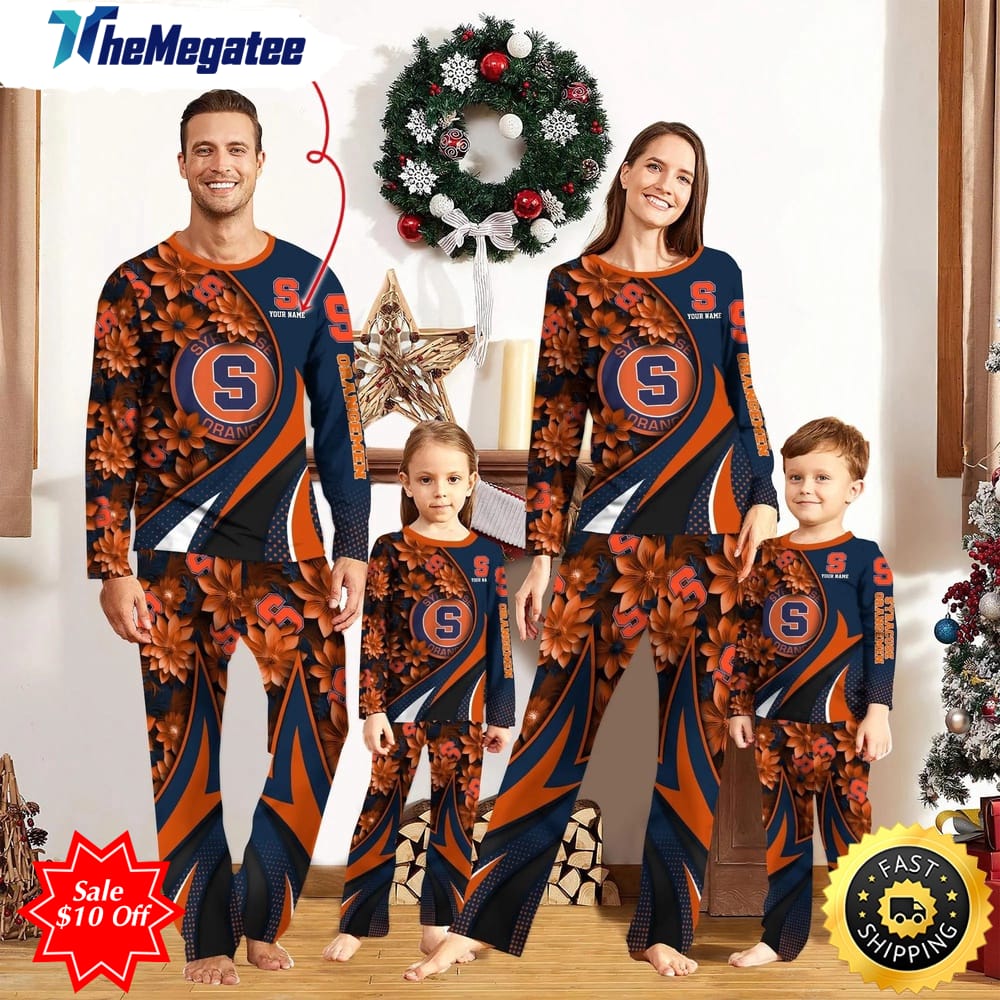 personalized ncaa syracuse orange pajamas flower for sport family