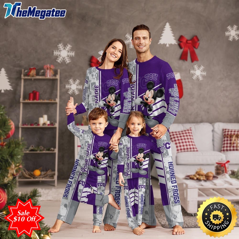 personalized ncaa tcu horned frogs pajamas mickey mouse for family