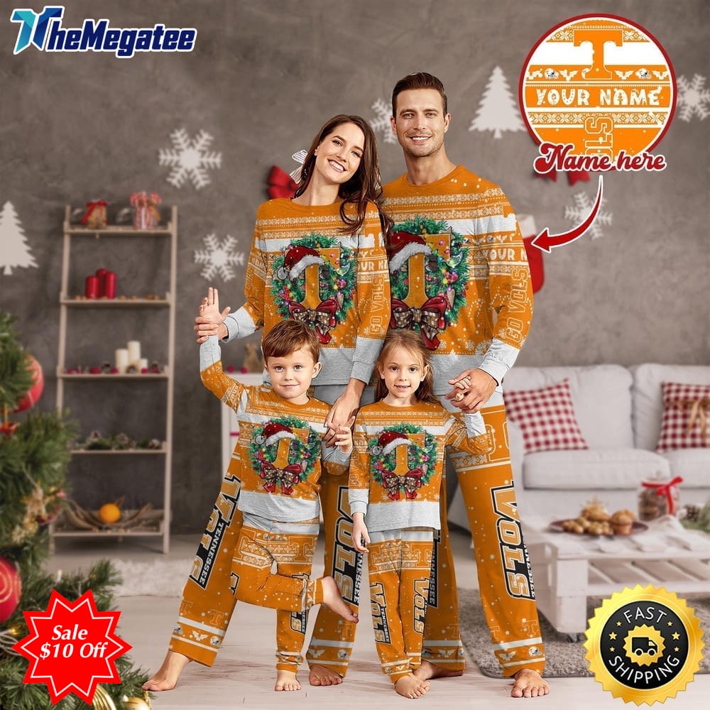 personalized ncaa tennessee volunteers pajamas christmas pajamas for sports fan