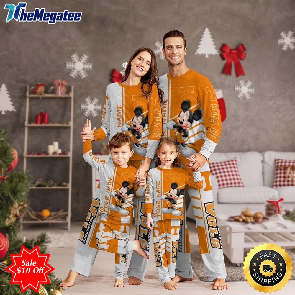 personalized ncaa tennessee volunteers pajamas mickey mouse for family