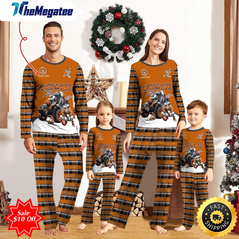 personalized ncaa texas longhorns pajamas for family