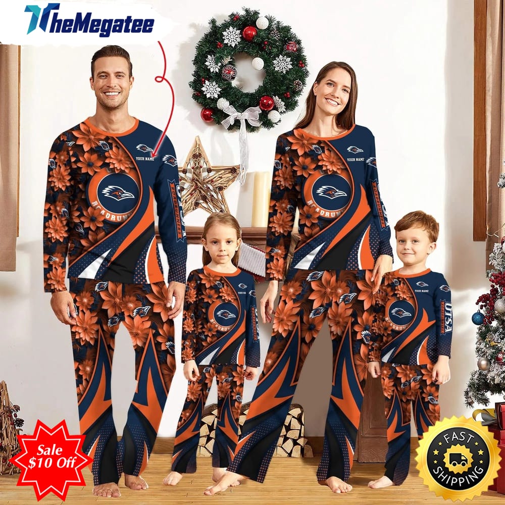 personalized ncaa utsa roadrunners pajamas flower for sport family