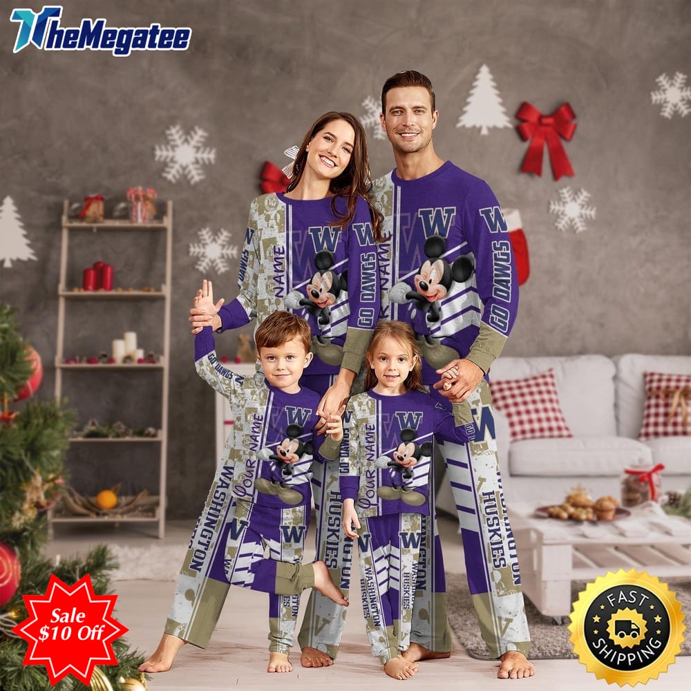 personalized ncaa washington huskies pajamas mickey mouse for family