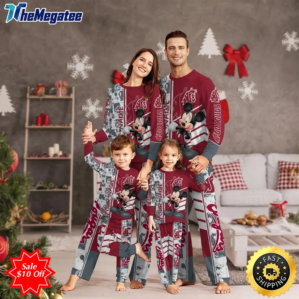 personalized ncaa washington state cougars pajamas mickey mouse for family