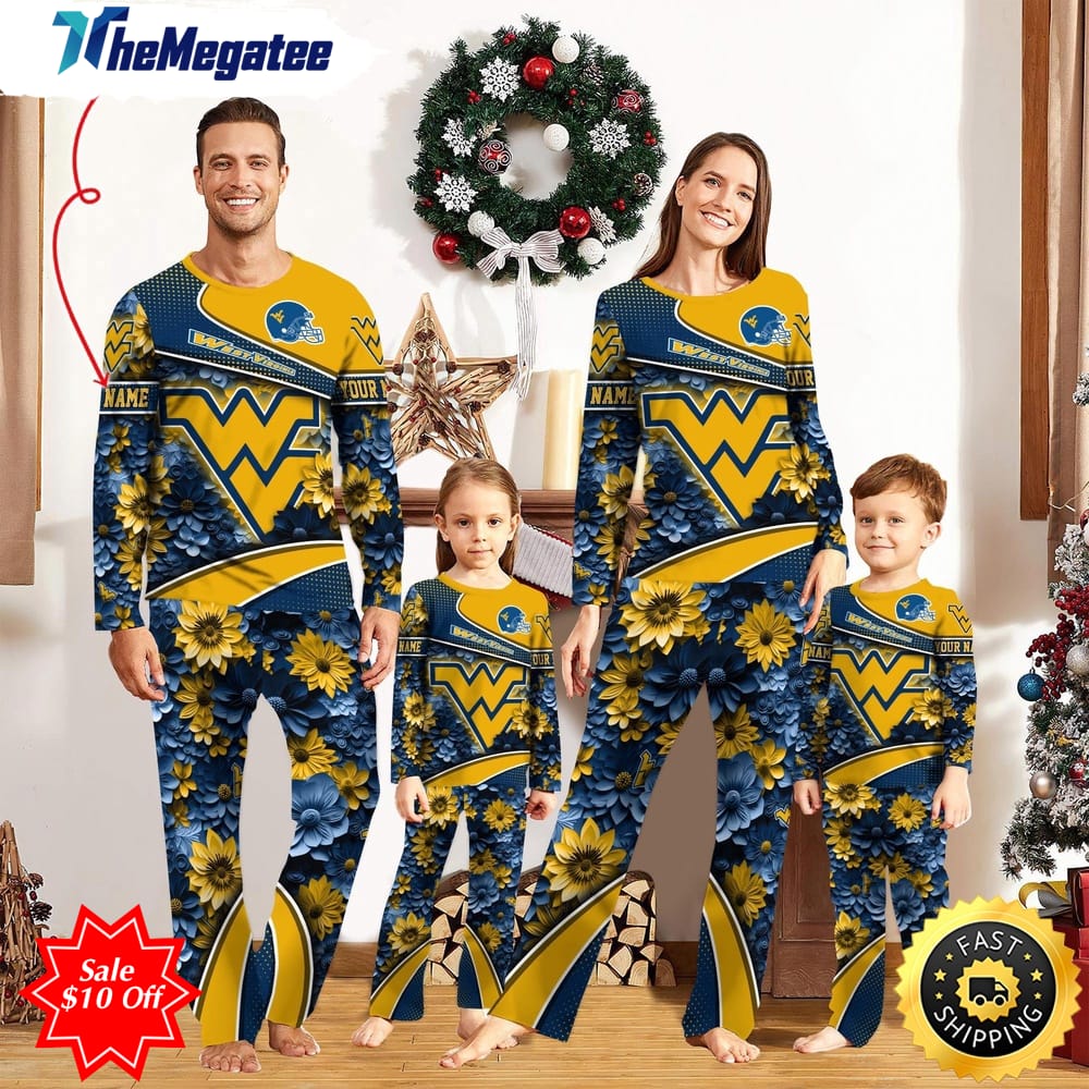 personalized ncaa west virginia mountaineers pajamas for family pajamas sport fans