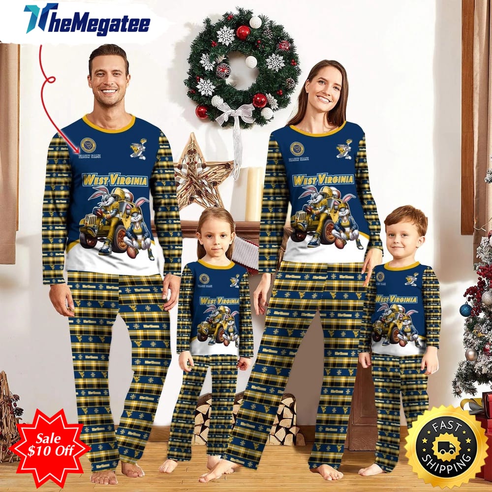 personalized ncaa west virginia mountaineers pajamas for family