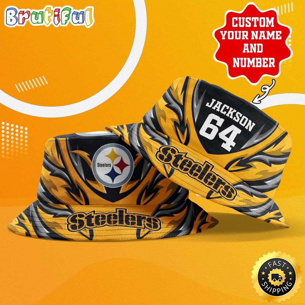 personalized nfl pittsburgh steelers bucket hat sport nfl bucket hat pi61e