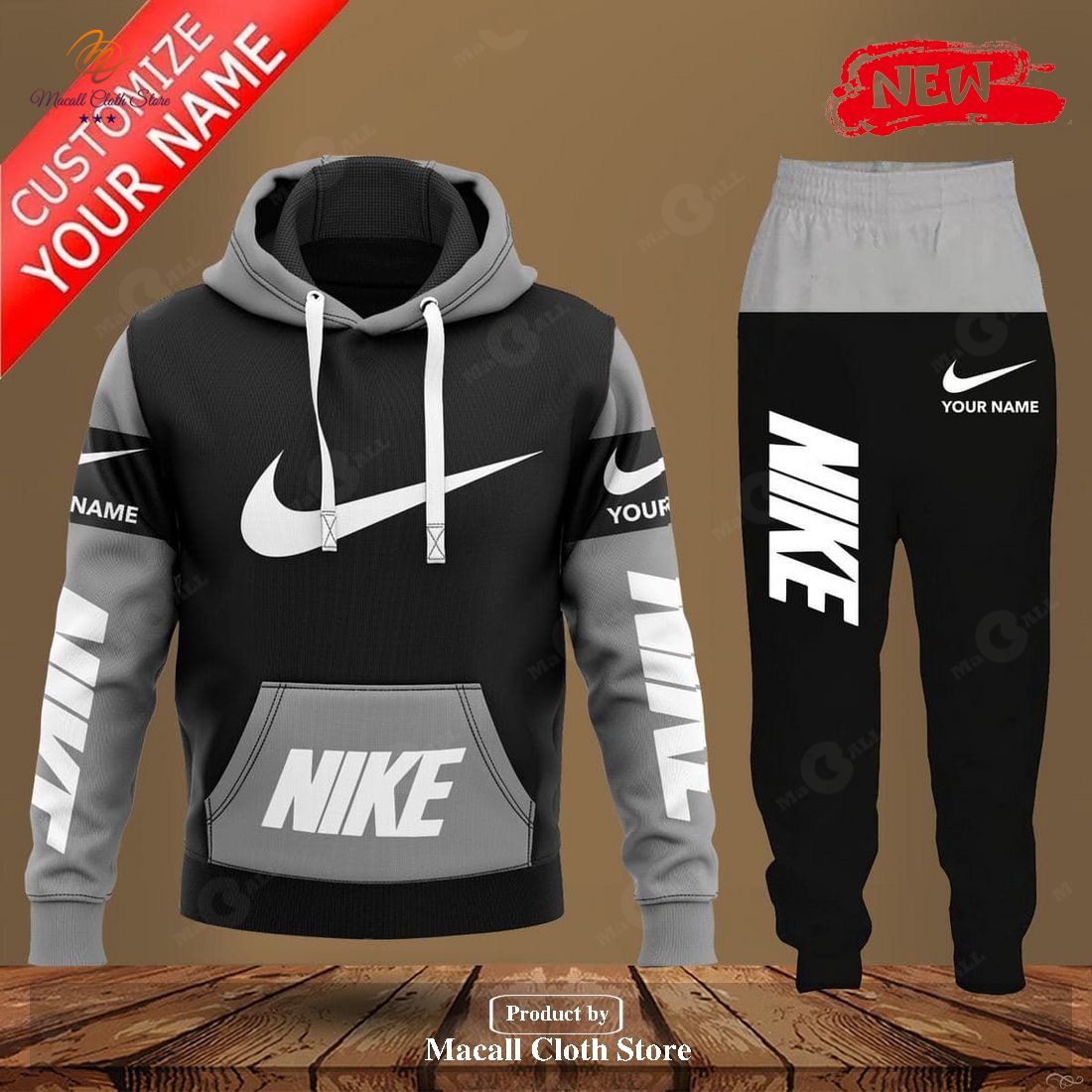 personalized nike black design classic hot luxury design hoodie sweatshirt 3d and pants 1 anbDl