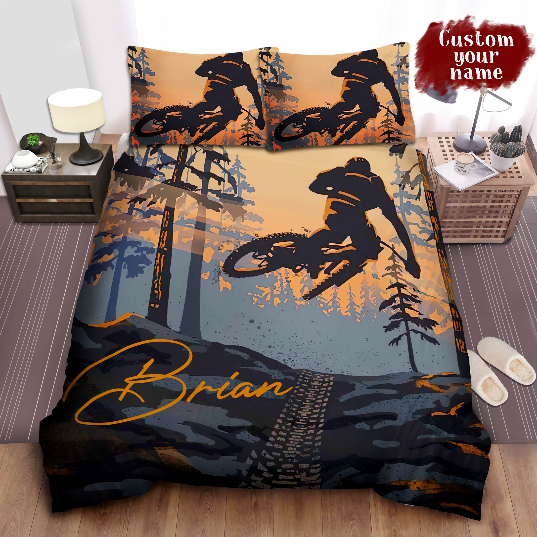 personalized retro style mountain biker duvet cover bedroom sets comfortable bedding sets abd5c