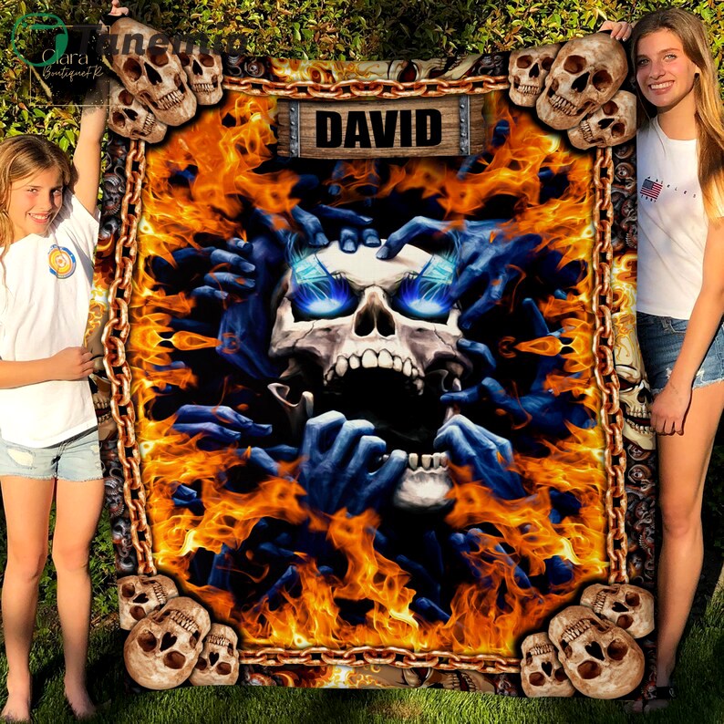 personalized skull of horror fleece blanket mink sherpa blanket skull of horror blanket skull blanket skull quilt horror quilt quilt blanket 20231004122347630