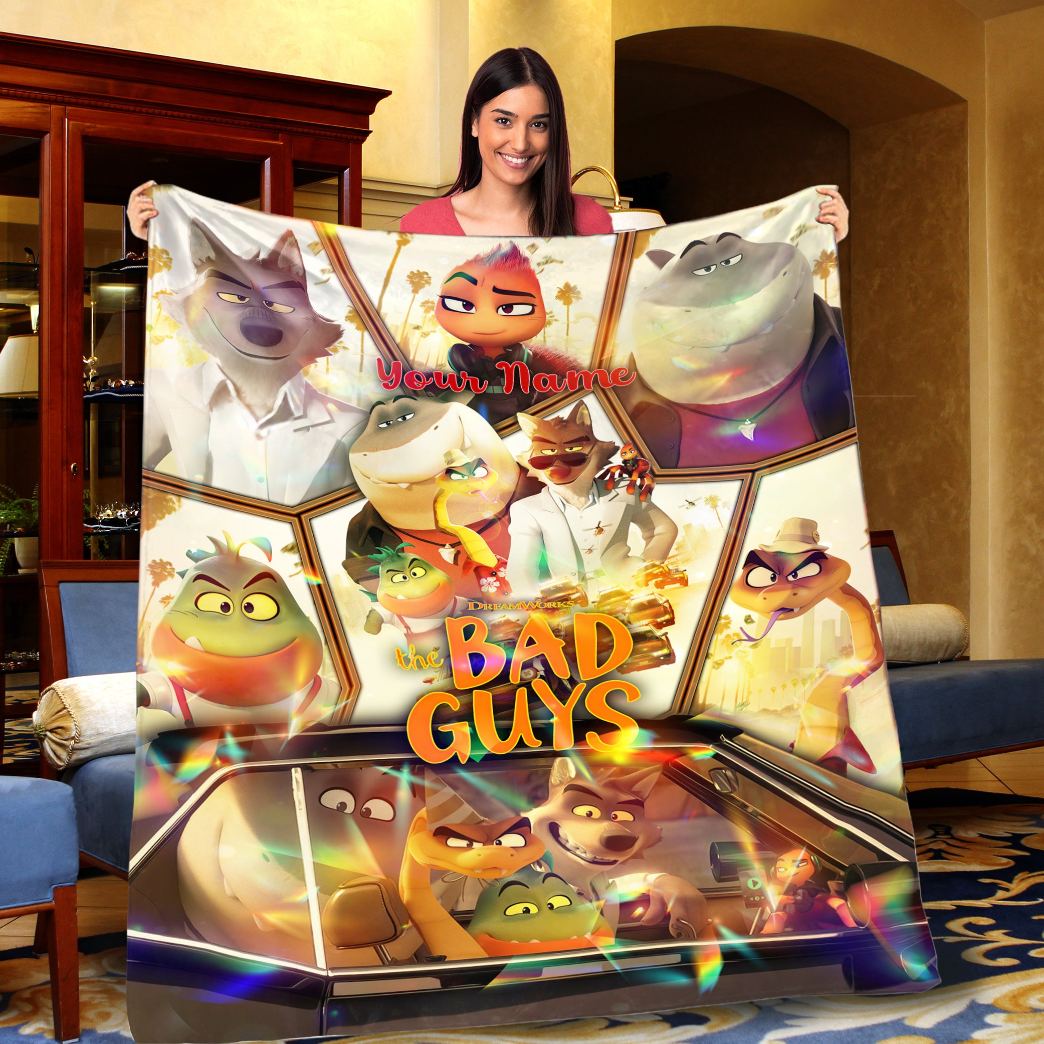 personalized the bad guys movie blanket cupbi