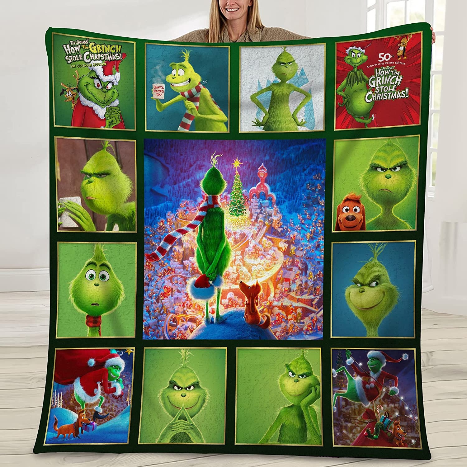 personalized this is my christmas movie grinch blanket vn4md