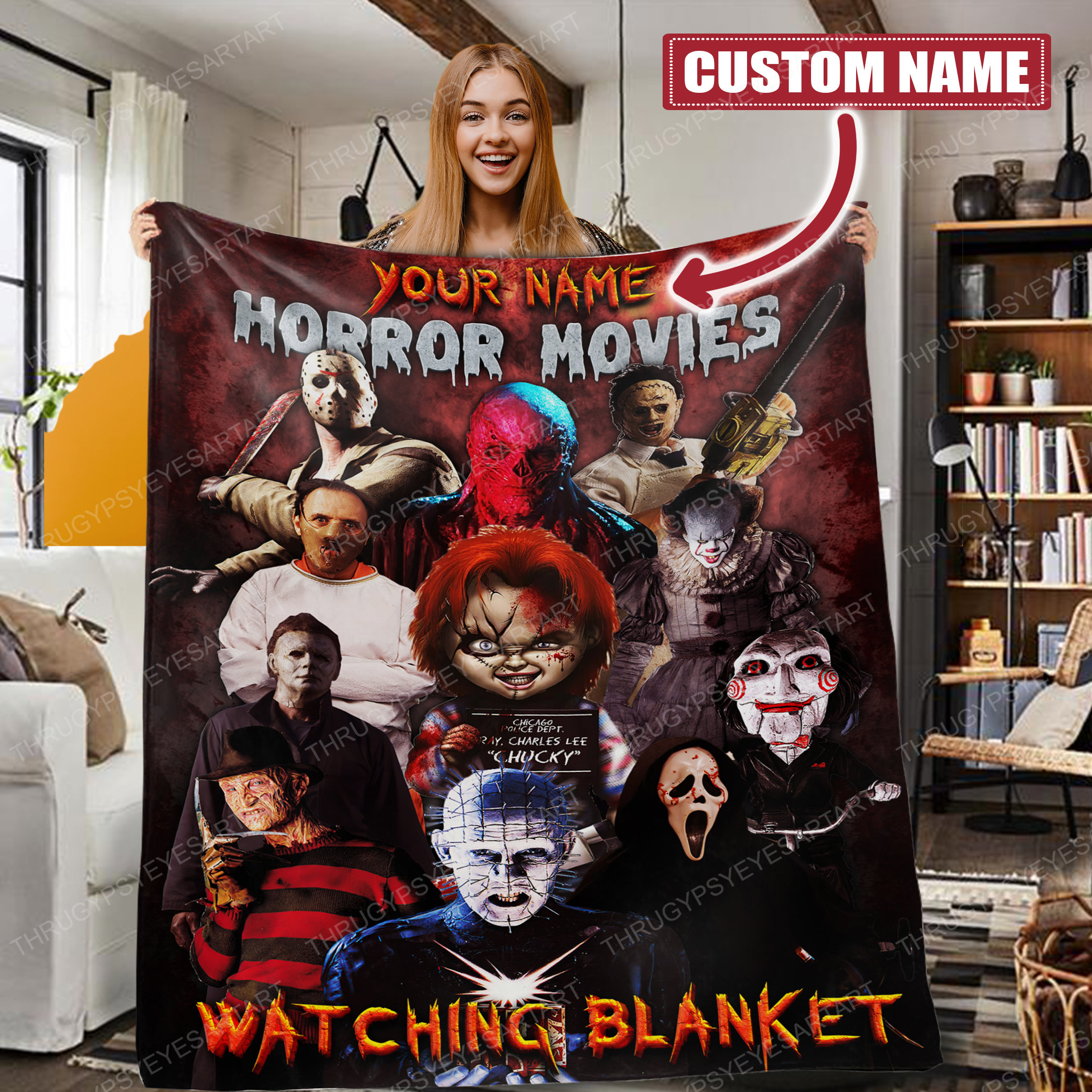 personalized this is my horror movie watching halloween horror movie blanket cuu3q