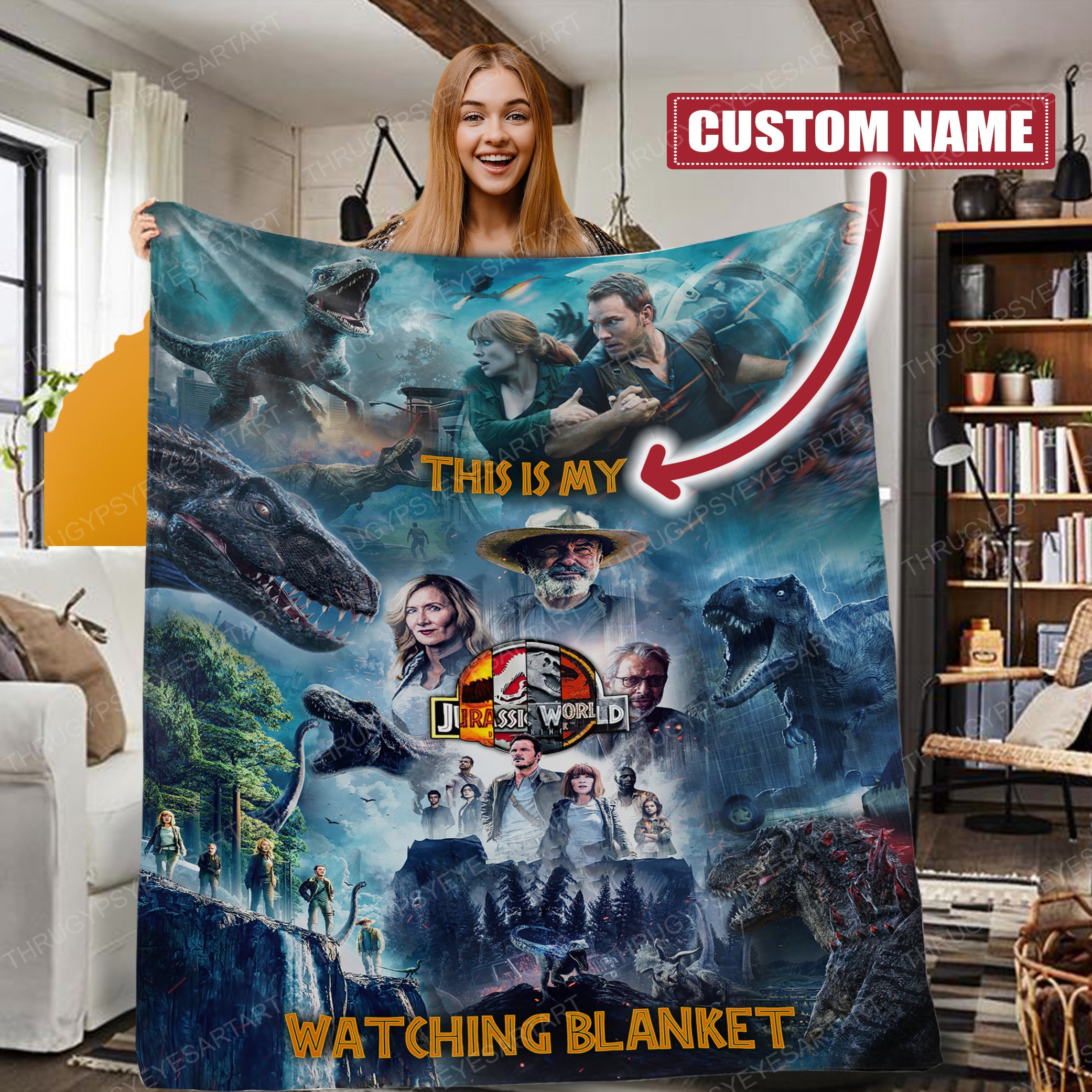 personalized this is my jurassic world watching blanket gldst