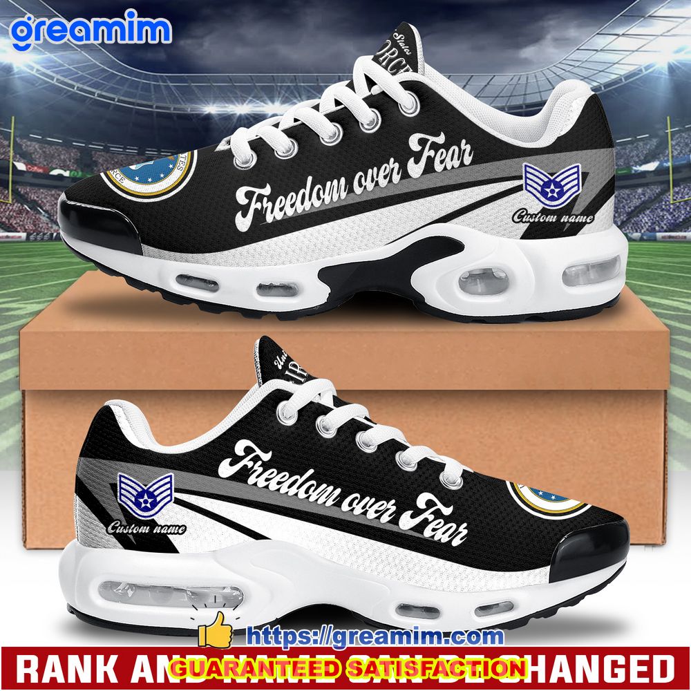 personalized u s air force freedom over fear air max plus cushion shoes 1 6W6ea