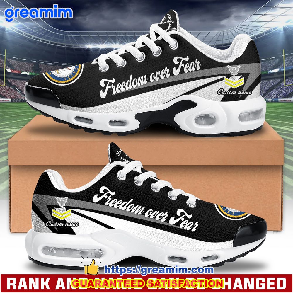 personalized u s navy freedom over fear air max plus cushion shoes 1 kVMXY