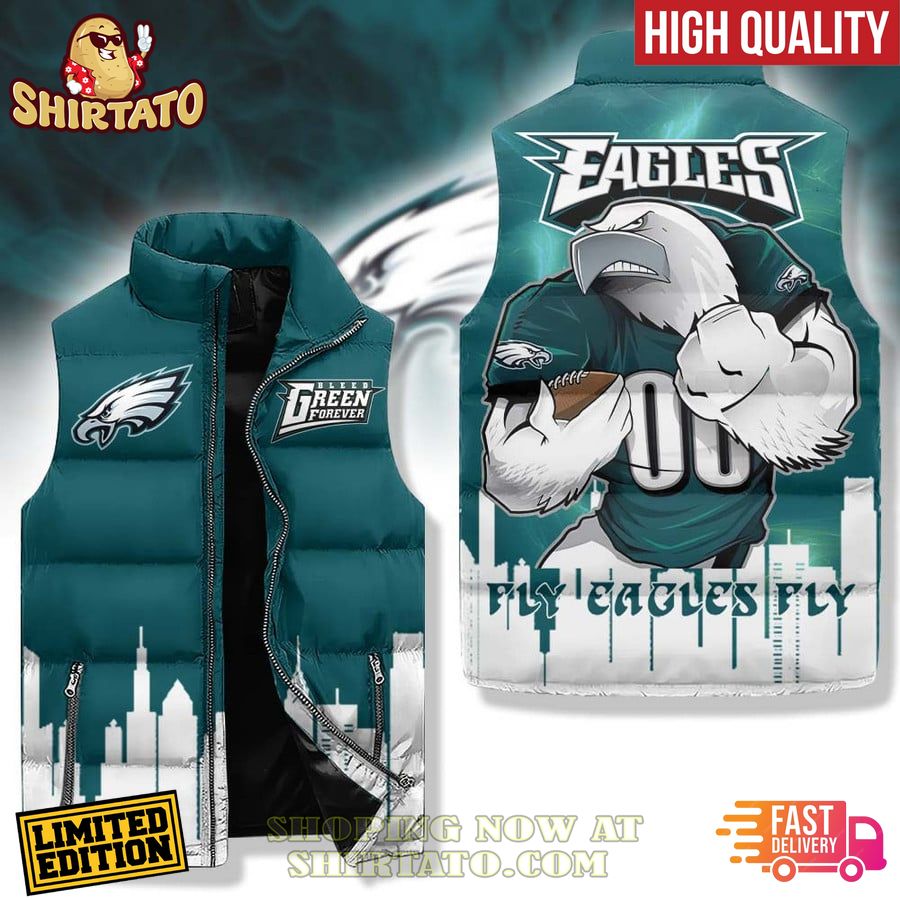 philadelphia eagles bleed green forever sleeveless down jacket 1 a9OCq