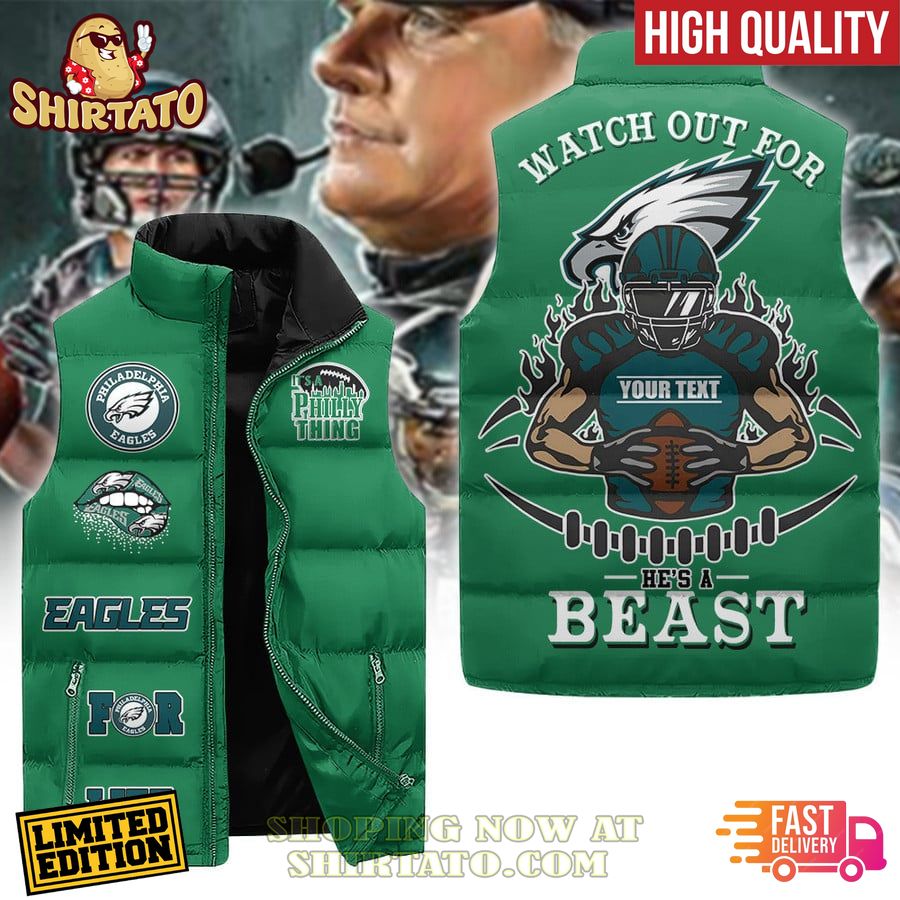 philadelphia eagles custom name sleeveless down jacket 1 0In4i