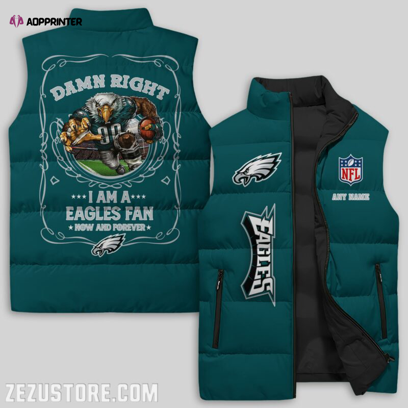 philadelphia eagles nfl sleeveless puffer jacket custom for fans spj1176