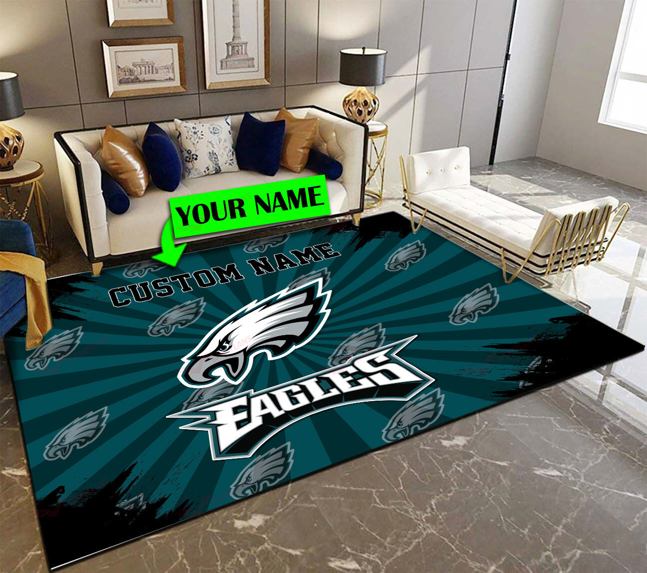 philadelphia eagles personalized premium rectangle rug 66 ffj4n