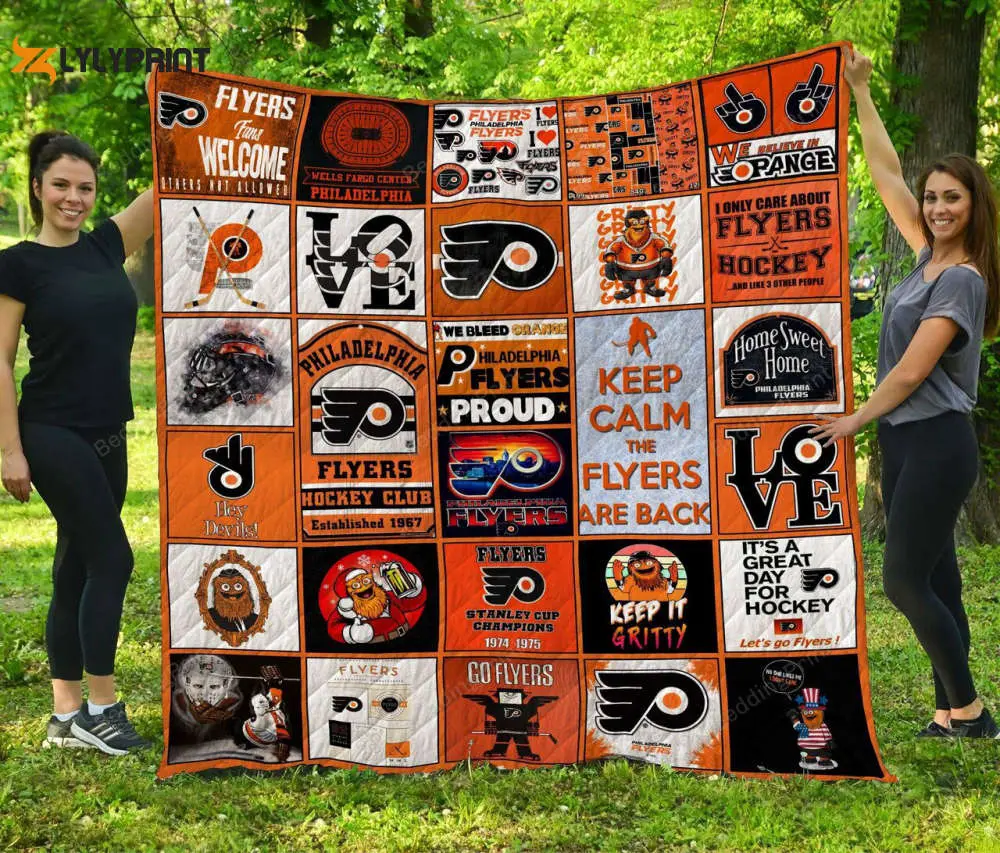 philadelphia flyers quilt blanket for fans home decor gift