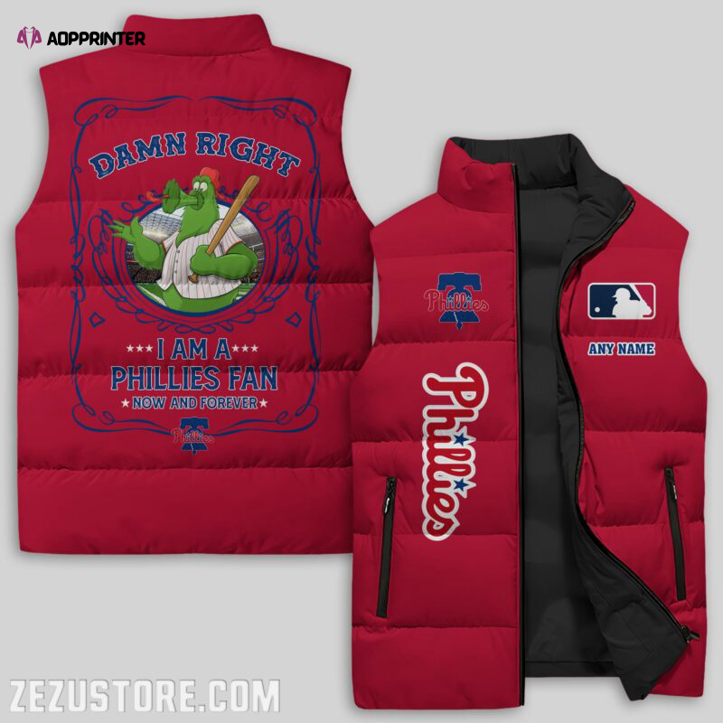 philadelphia phillies mlb sleeveless puffer jacket custom for fans gifts