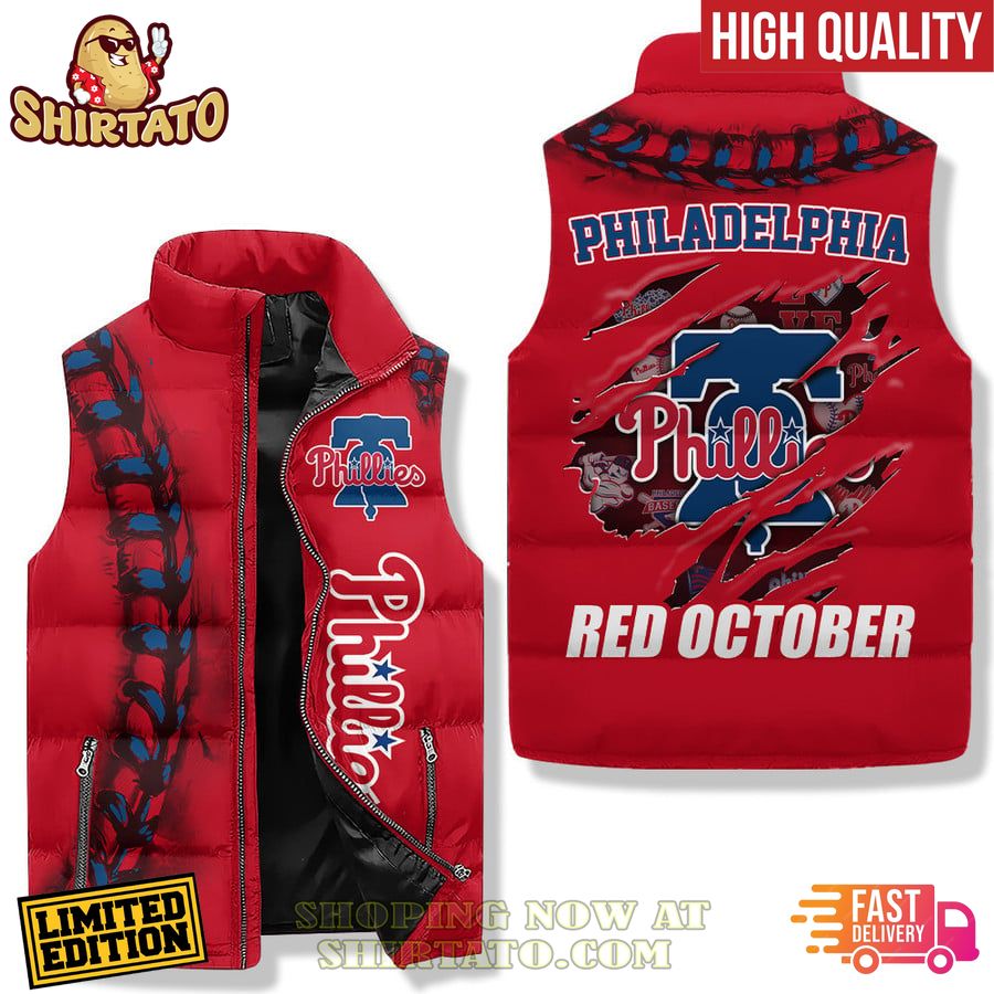 philadelphia phillies red october sleeveless puffer jacket 1 noZRd