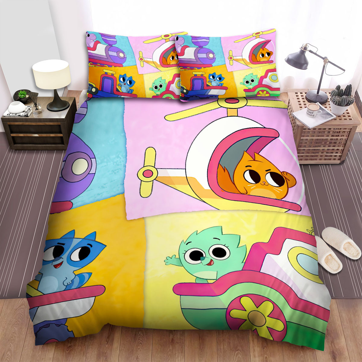pikwik pack characters on their vehicles bed sheets spread duvet cover bedding sets iifin