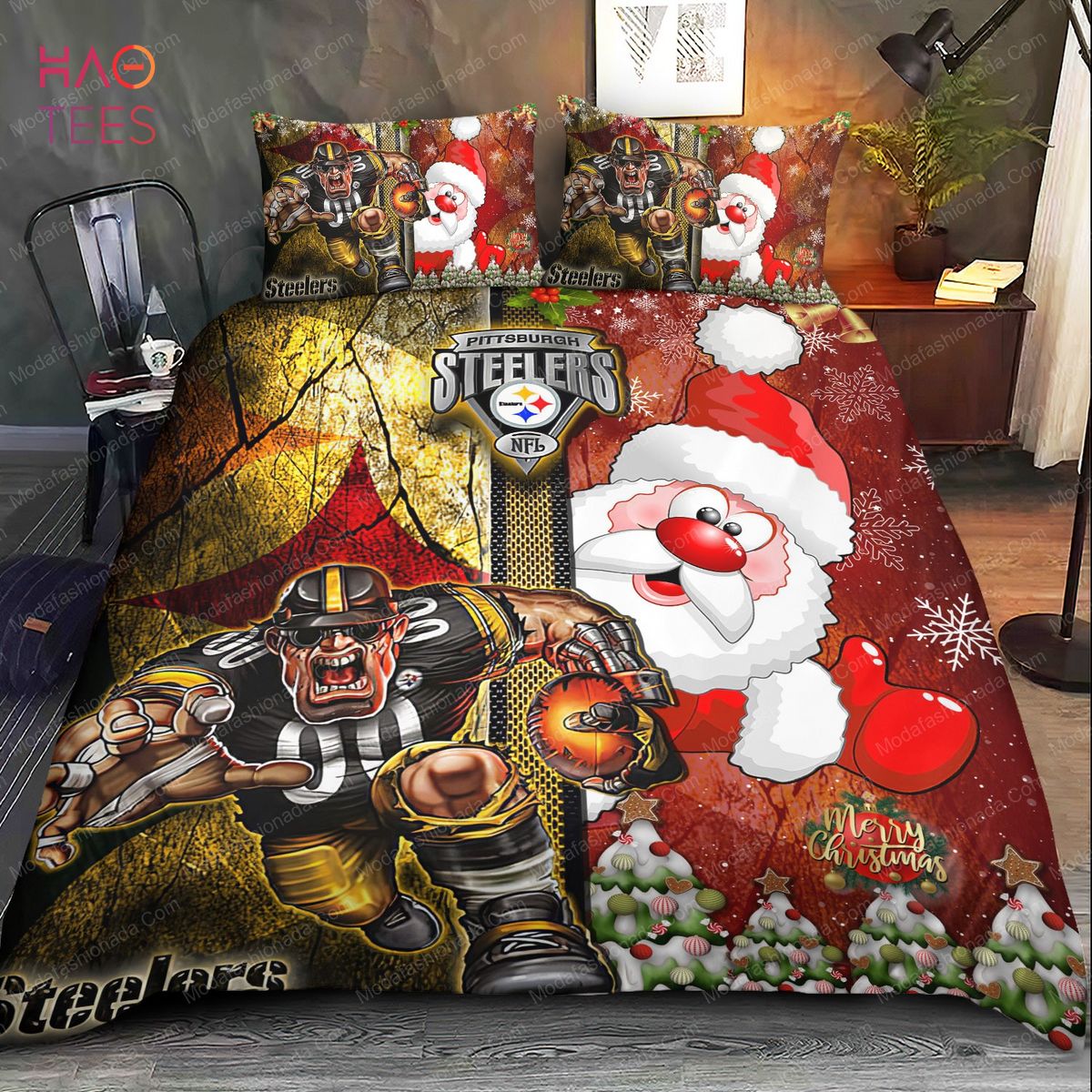 pittsburgh steelers christmas santa claus bedding sets 1 LhaZI