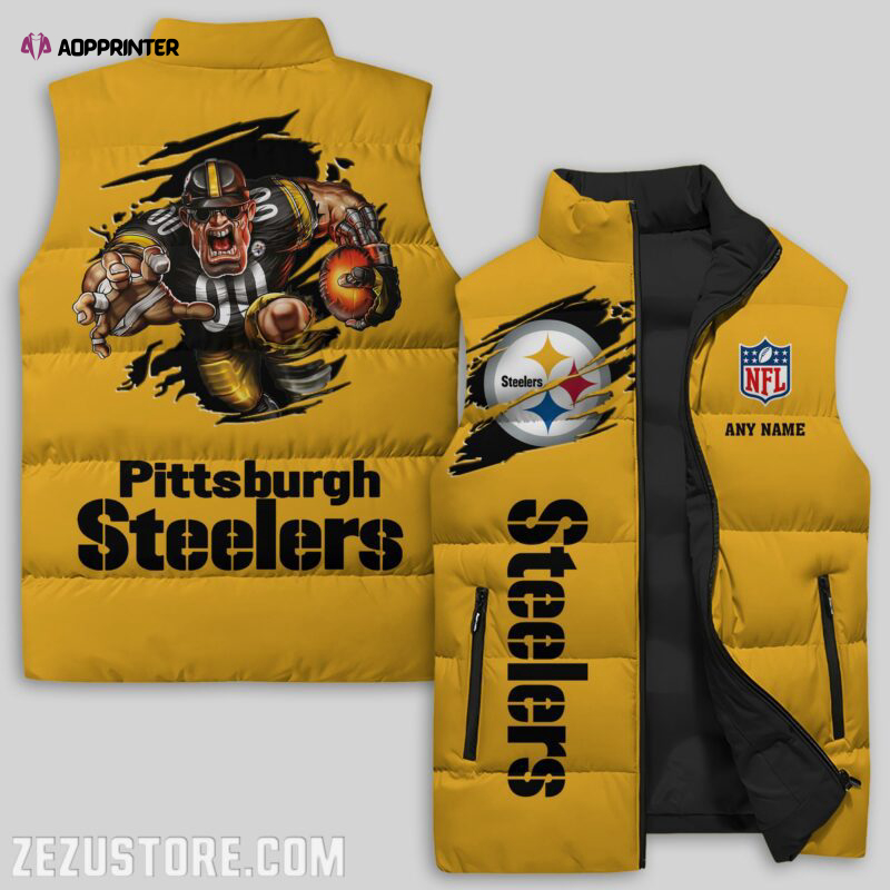 pittsburgh steelers nfl sleeveless puffer jacket custom for fans gifts 9