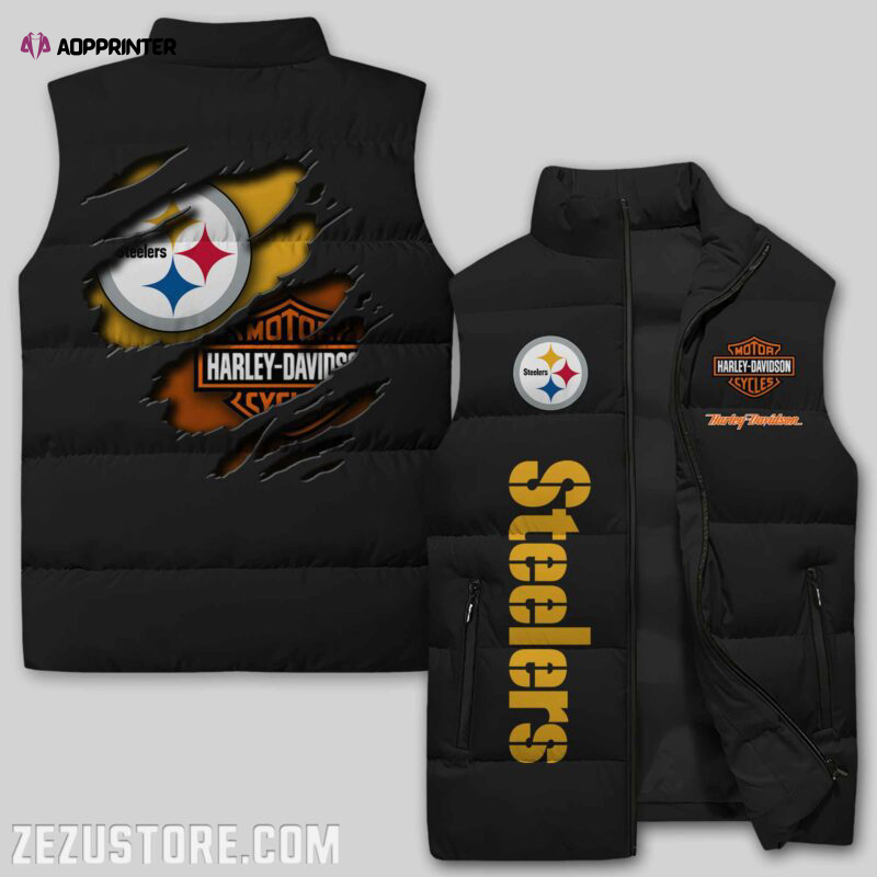 pittsburgh steelers nfl sleeveless puffer jacket custom for fans gifts