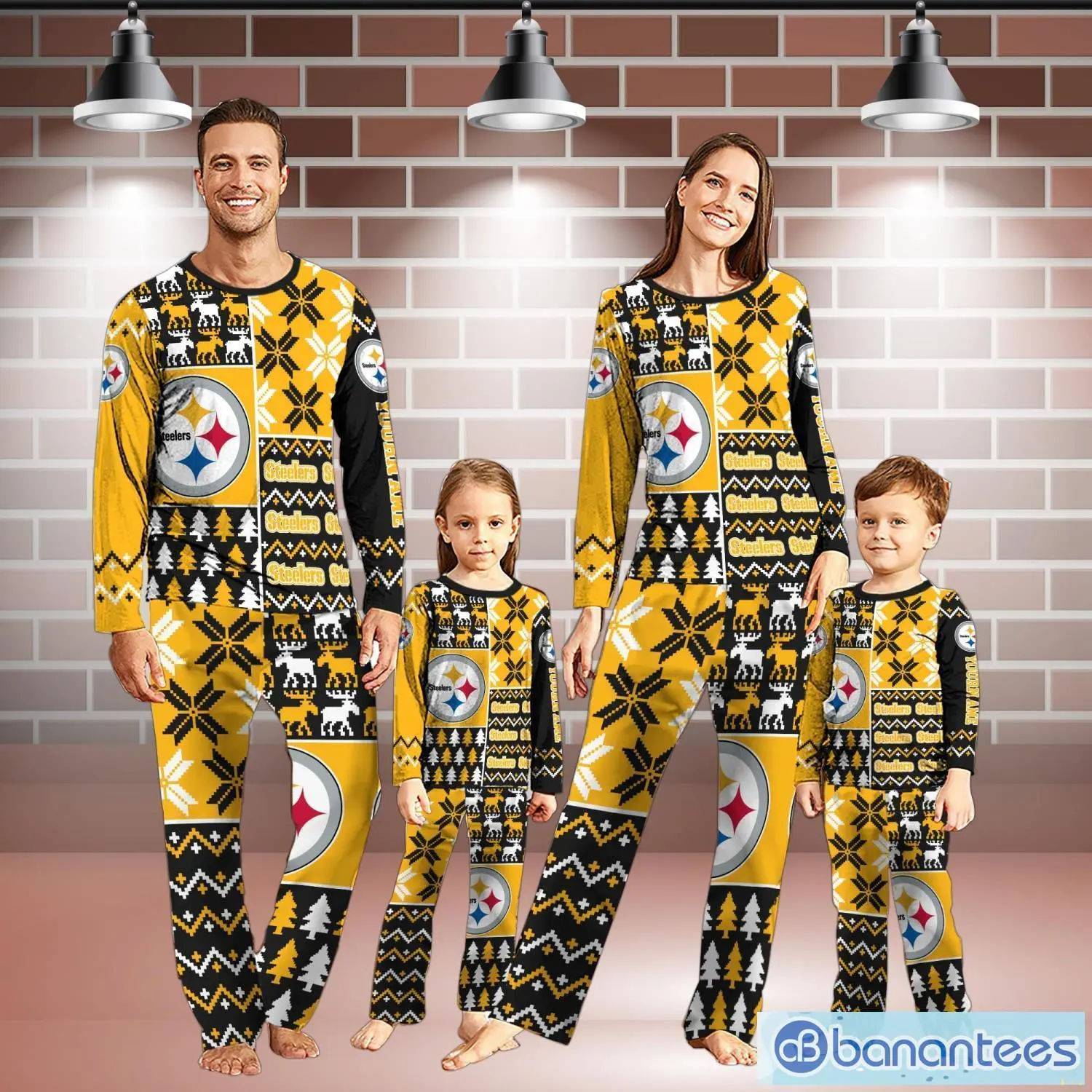 pittsburgh steelers pajamas set christmas snowflake pattern pajamas christmas gift for family