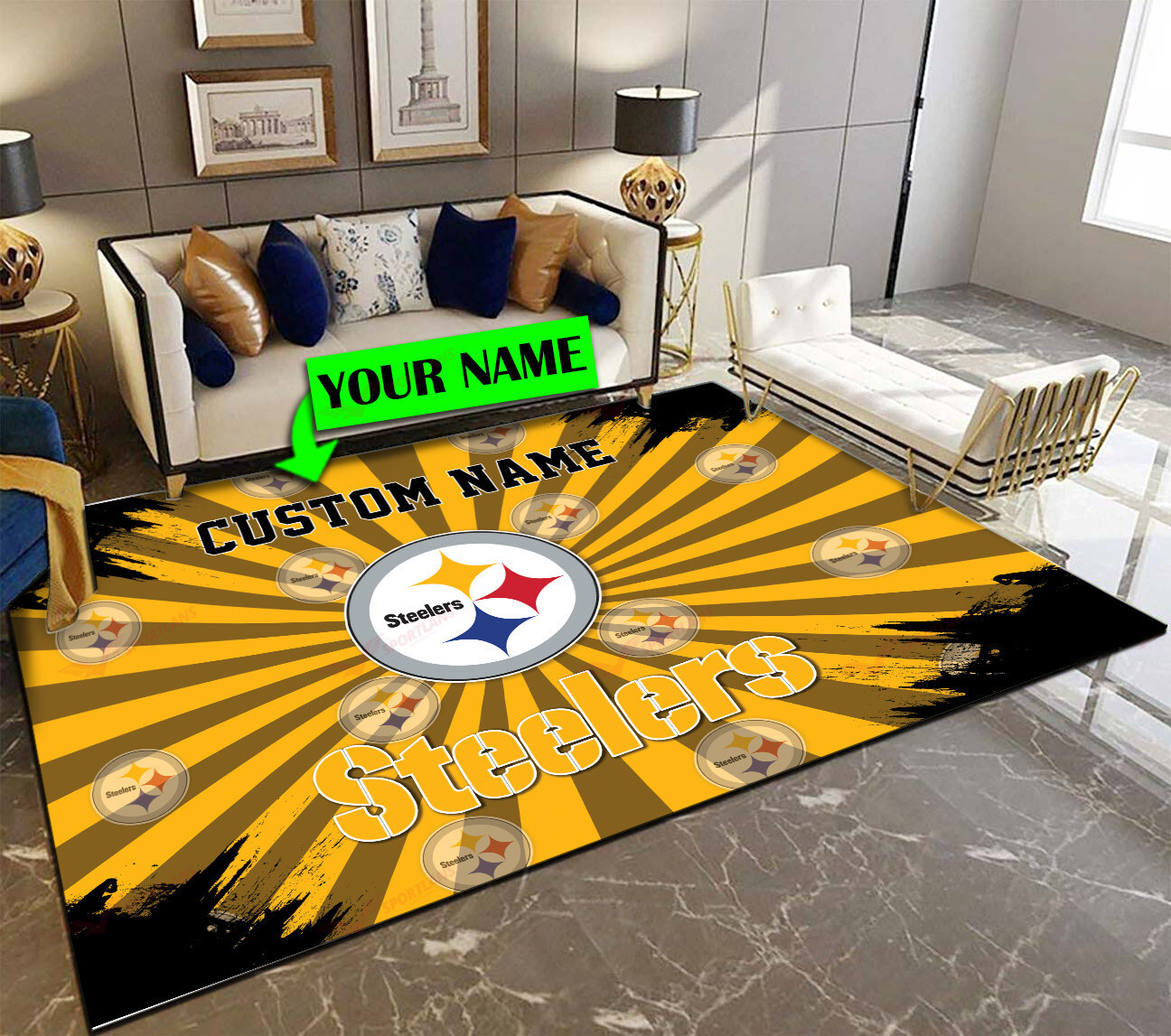 pittsburgh steelers personalized premium rectangle rug 67 3e4if