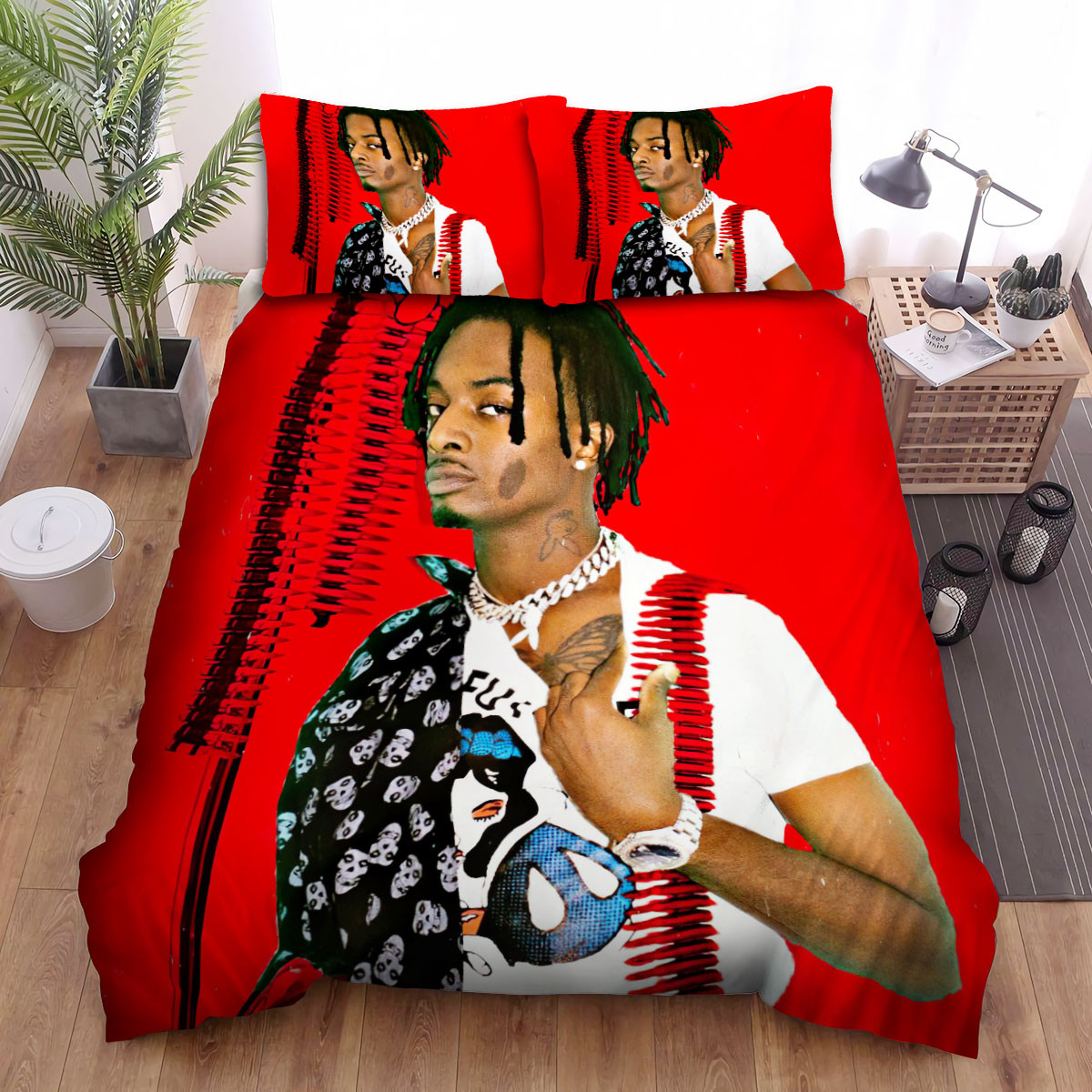 playboi carti and red butterflies digital art bed sheets spread comforter duvet cover bedding sets h81l3