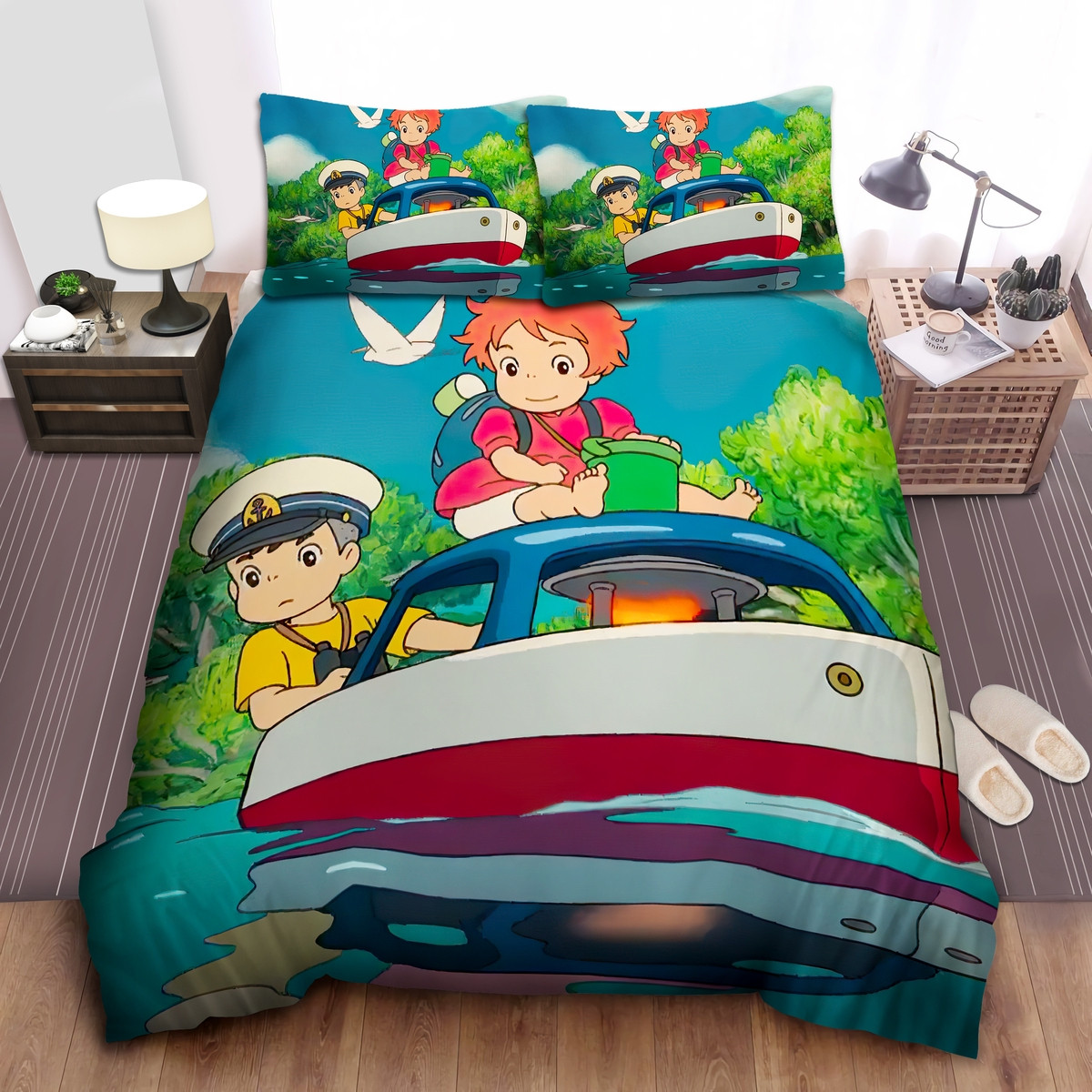 ponyo sosuke on a canoe adventure duvet cover bedroom sets comfortable bedding sets ly98l