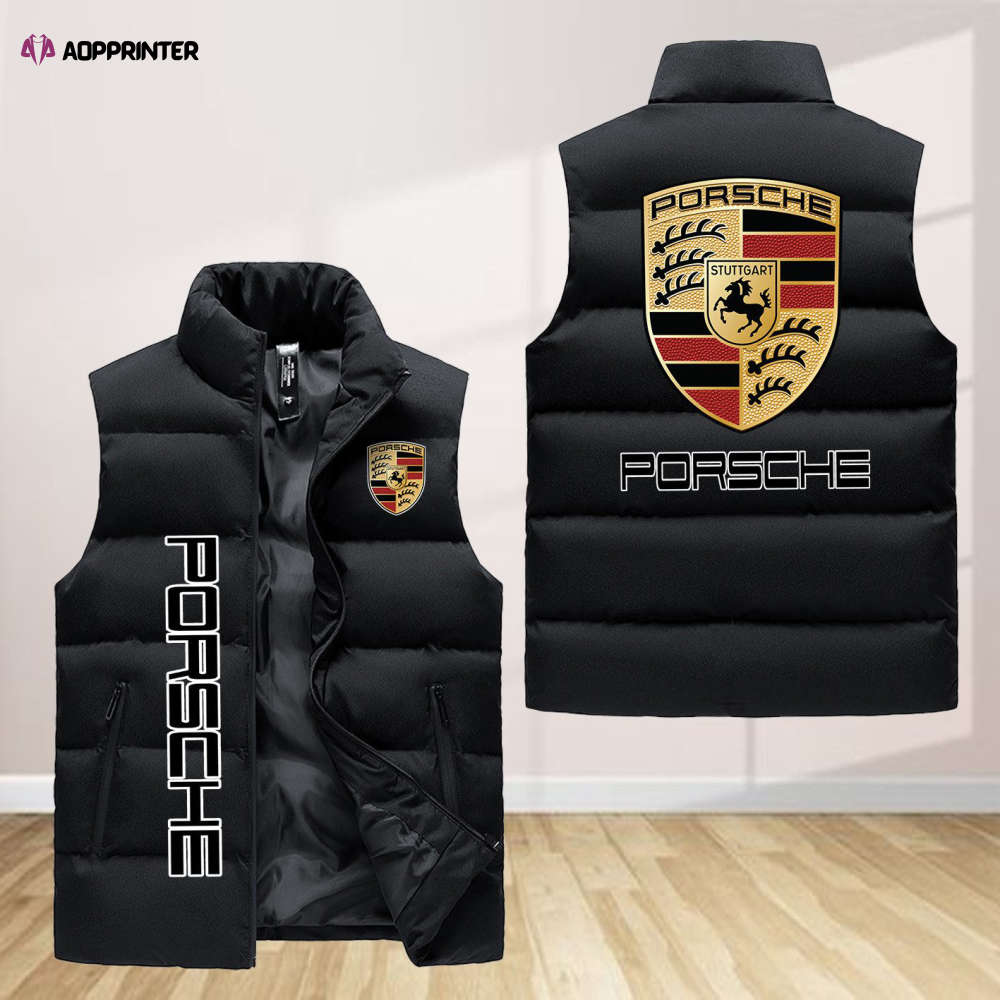 porsche sleeveless puffer jacket custom for fans gifts