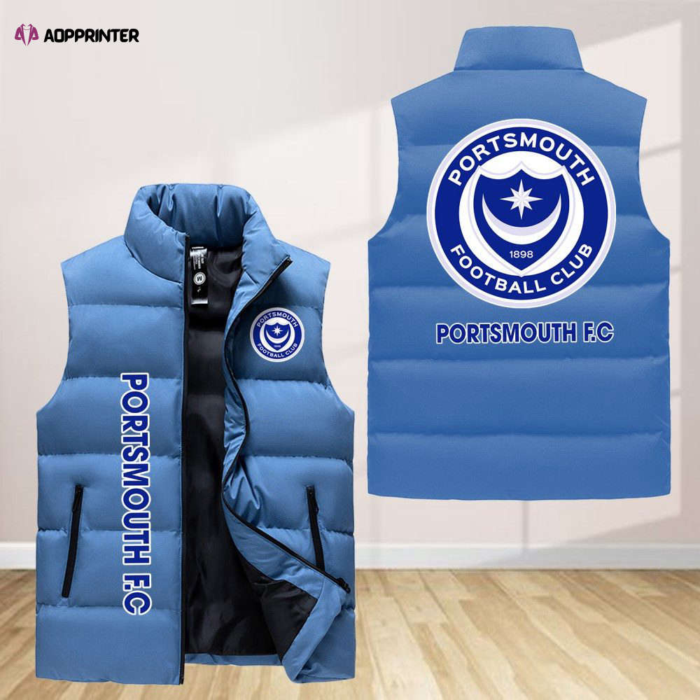 portsmouth f c sleeveless puffer jacket custom for fans gifts