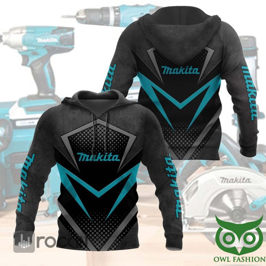 ppWJ3M6q 19 Makita Blue and Black and Gray Sharp Lines 3D Hoodie