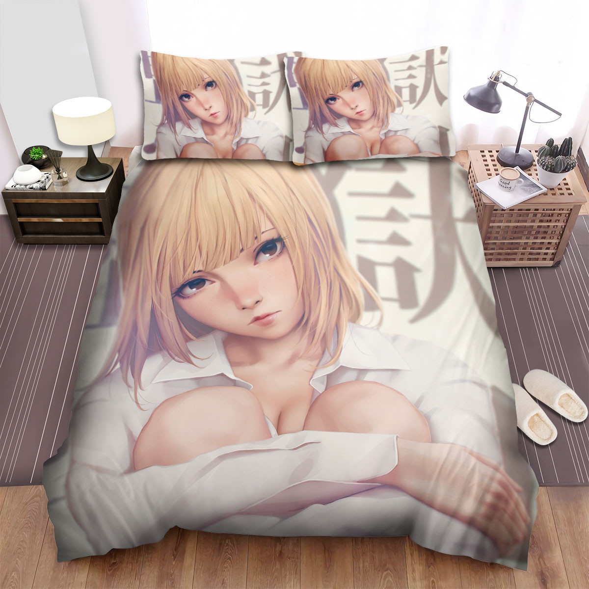 prison school hana midorikawa in white shirt portrait bed sheets spread duvet cover bedding sets day93