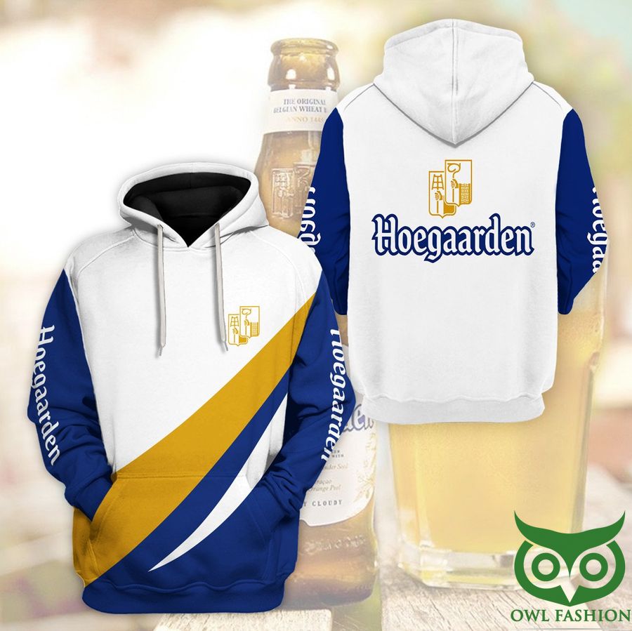 qfp2imo0 25 Hoegaarden Beer Logo White Blue Yellow 3D Hoodie