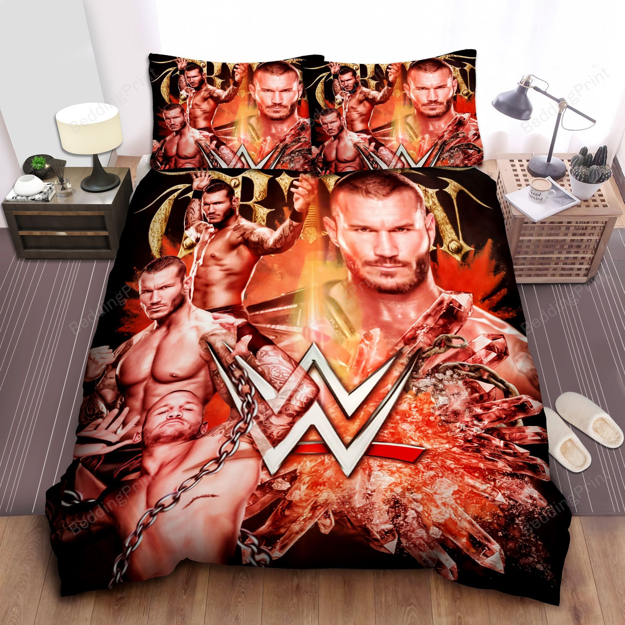 randy orton signature photograph in red bed sheet duvet cover bedding sets ort51