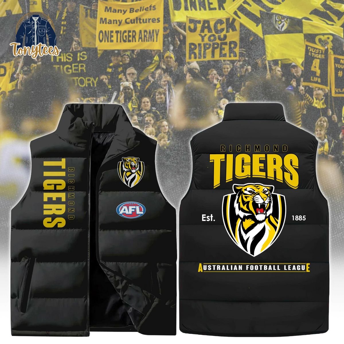 richmond football club tigers afl sleeveless jacket 1 ofust