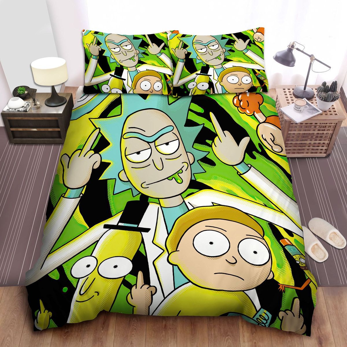 rick and morty middle fingers duvet cover bedroom sets comfortable bedding sets x5l1q